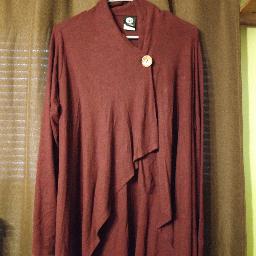 Red cardigan